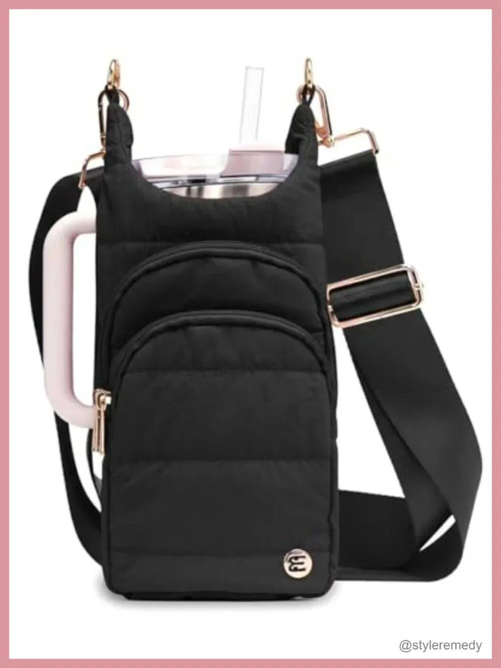 Crossbody Water Bottle Holder Bag with Strap for 30/32 oz, RFID Blocking